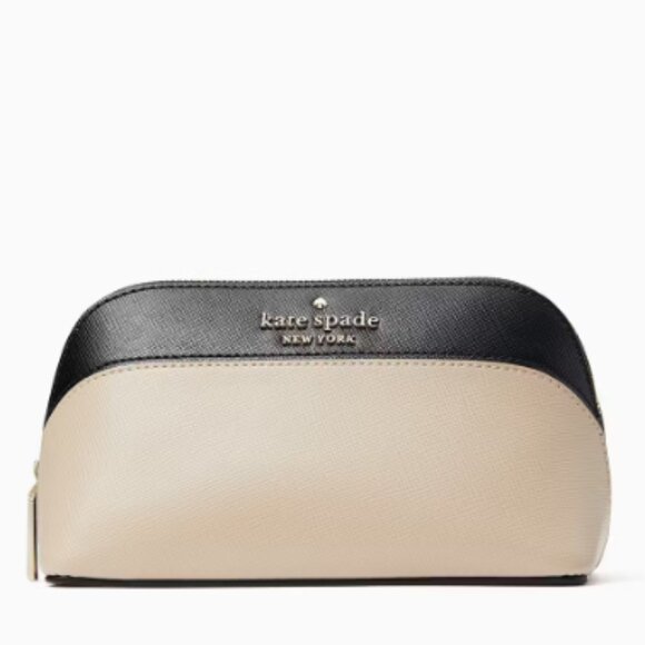 Kate Spade Two-Tone Staci Cosmetic Case K6756 - Black and Cream - Picture 1 of 13